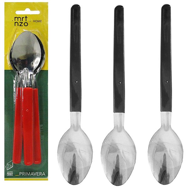 COLHER DE MESA PRIMAVERA INOX PRETO 3 PEÇAS