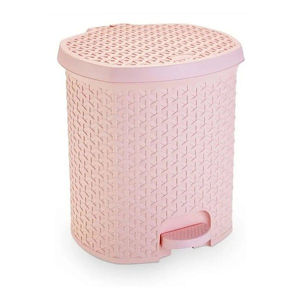 LIXEIRA RATTAN PEDAL 6 LTS ROSA CLARO