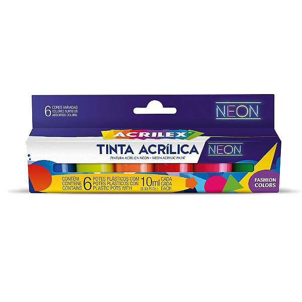 TINTA FOSCA NEON 6 CORES 10ML ACRILEX