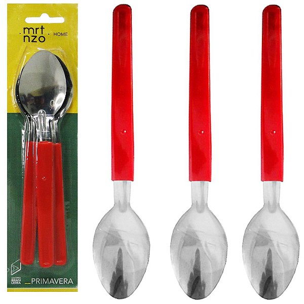 COLHER DE MESA PRIMAVERA INOX VERMELHO 3 PCS