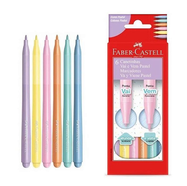 CANETINHA VAI E VEM PASTEL 6 CORES FABER-CASTELL
