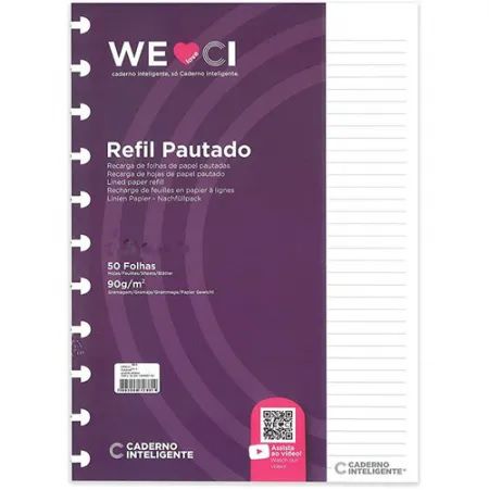 CADERNO INTELIGENTE REFIL A5 PAUTADO 90G 50FLS