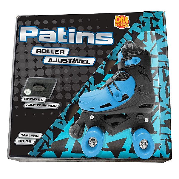 PATINS ROLLER  AJUSTAVEL AZUL G DMTOYS