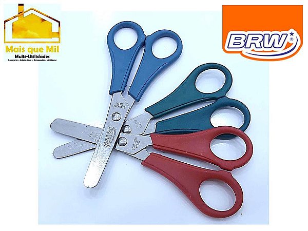 TESOURA ESCOLAR DE ACO INOX COM REGUA 13 BRW