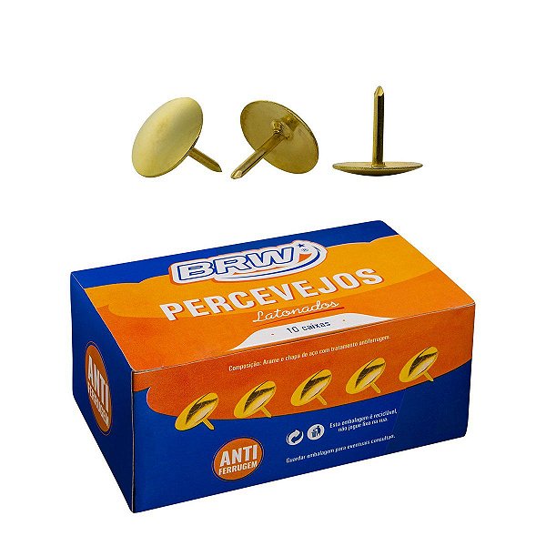 PERCEVEJO LATONADO CAIXA COM 100 PERCEVEJOS BRW