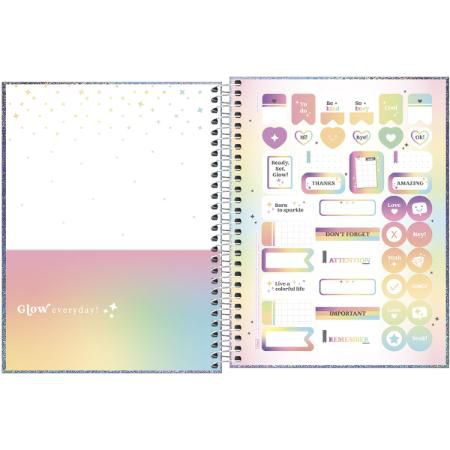 CADERNO COLEGIAL GLOW 1 MATÉRIA 80 FOLHAS