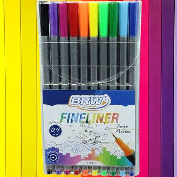 CANETINHA HIDROGRAFICA FINE 10 CORES 0.4MM BRW
