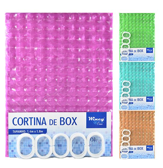 CORTINA DE BOX DE PLASTICO 3D COLORS COM 10 GANCHO