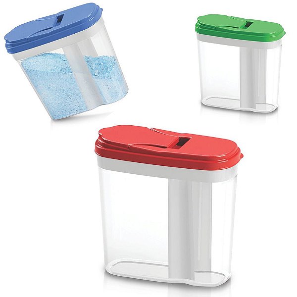 PORTA SABAO EM PO DE PLASTICO COM TAMPA COLORS 1KG