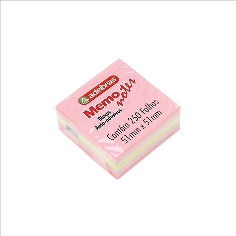 MEMO NOTE 51 X 51 C/1 BLOCO 250 FLS CORES SUAVES