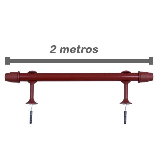 KIT VARÃO CORTINA 2 MTS MOGNO FINO 19MM