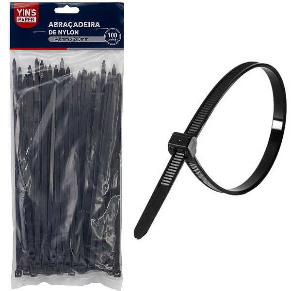 ABRACADEIRA NYLON PRETA 4,8X200MM