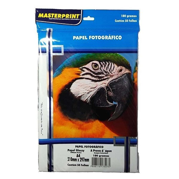 PAPEL FOTOGRAFICO A4 180G 50 FLS MASTERPRINT