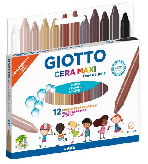 GIZ DE CERA GIOTTO MAXI TONS DE PELE 12 CORES