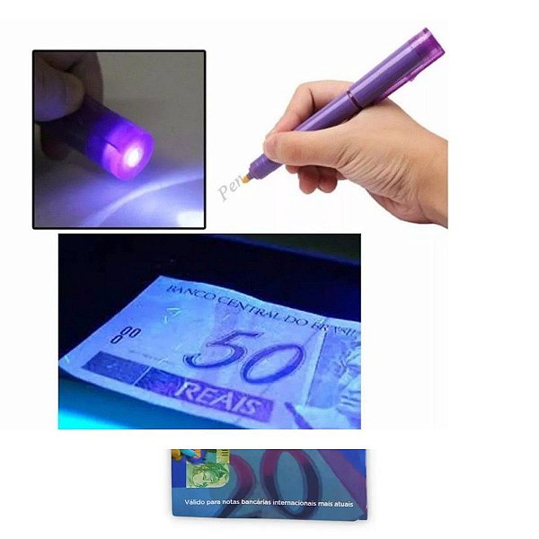 CANETA TESTAR DINHEIRO NOTA FALSA LUZ DE LED