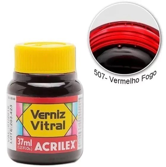 VERNIZ VITRAL 37ML VERMELHO FOGO UNIDADE