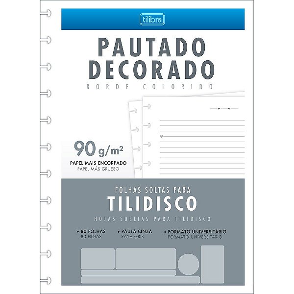 REFIL PARA TILIDISCO PAUTADO DECORADO 80 FOLHAS
