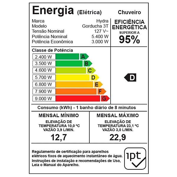 CHUVEIRO CORONA GORDUCHA 3T 127X 5400W
