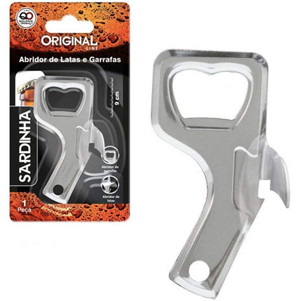 ABRIDOR DE GARRAFA LATA 9CM INOX NA CARTELA