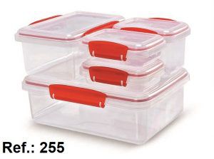 KIT 5 POTES COM VEDAÇÃO E TRAVA USUALPLASTIC