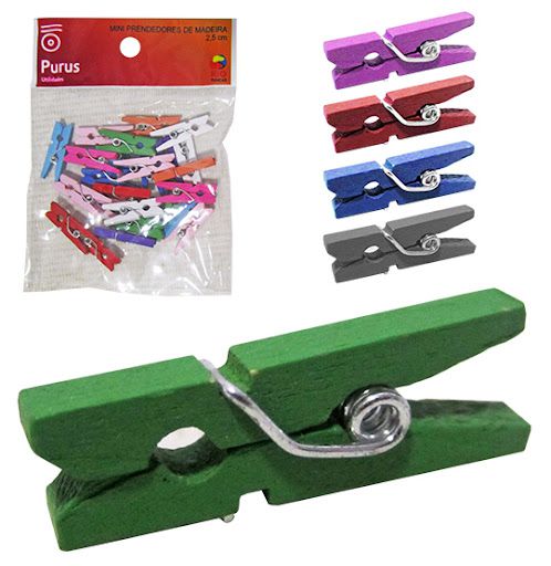 PRENDEDOR MINI DE MADEIRA COLORS 30 PCS 2,5CM