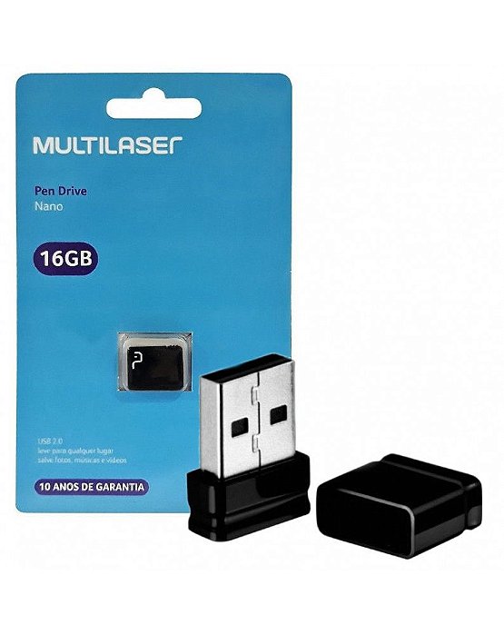 PEN DRIVE NANO PRETO 16GB MULTILASER