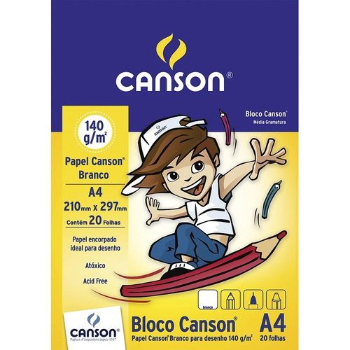 BLOCO DE DESENHO BRANCO A4 20FLS 140G CANSON
