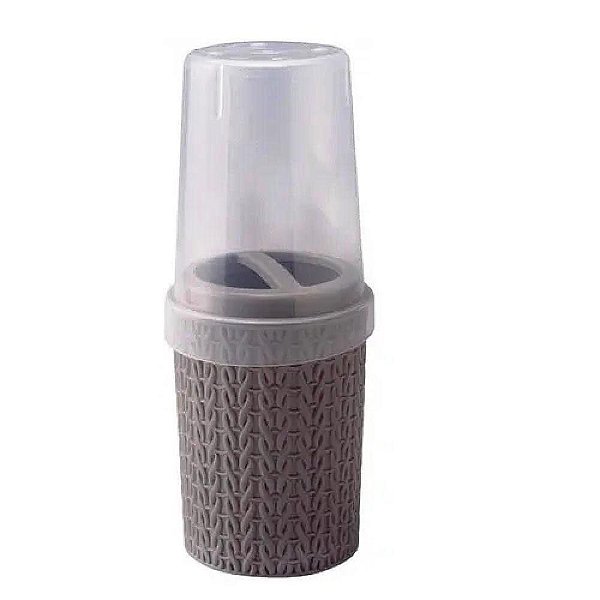 PORTA ESCOVA DENTE PLASÚTIL TRAMA CINZA