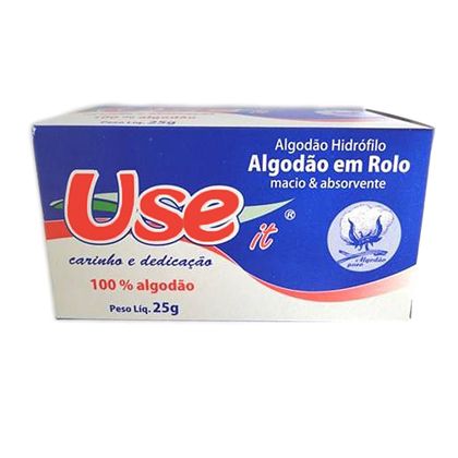 Algodão Useit Rolo branco na caixa 25g