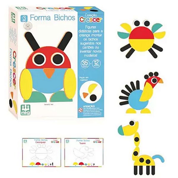 JOGO PEDAGÓGICO CRESCER - FORMAS E BICHOS NIG