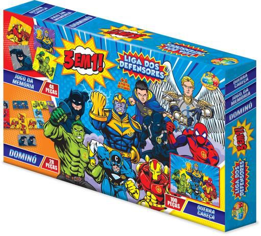 3 JOGO EM 1 - QUBRA CABEÇAS LIGA DEFENSORES GGB