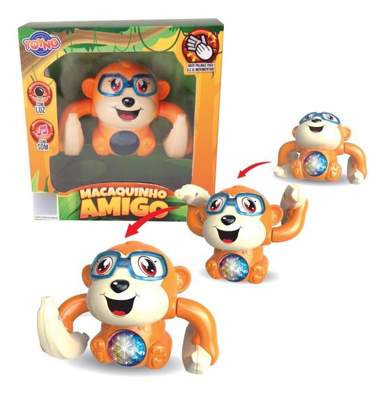 MACAQUINHO AMIGO COM SOM E LUZ TOYNG