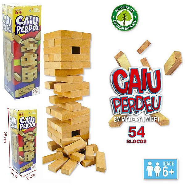 JOGO CAIU PERDEU DE MADEIRA MDF COM 54 PECAS