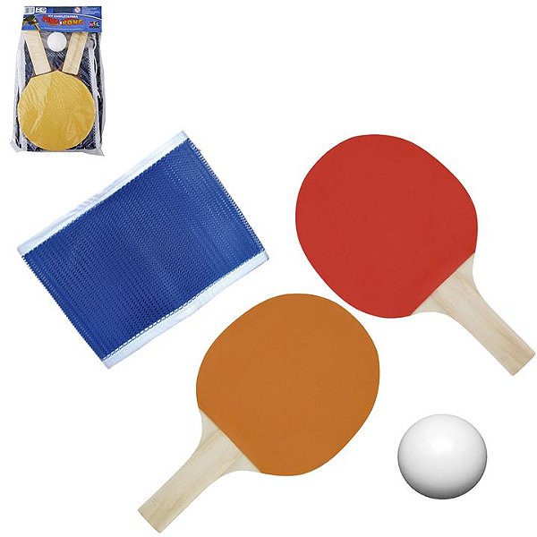 RAQUETE DE PING PONG C/2 PCS + BOLINHA + SUPORTE +