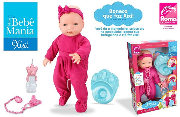 BONECA NEW MINI BEBE MANIA XIXI BRANCA ROMA
