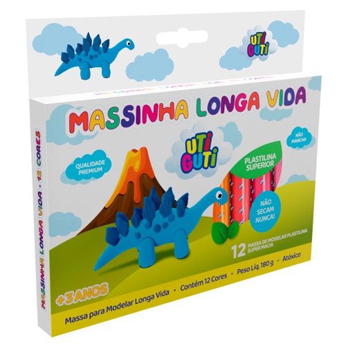MASSA DE MODELAR LONGA VIDA UTIGUTI 12 CORES 180G.