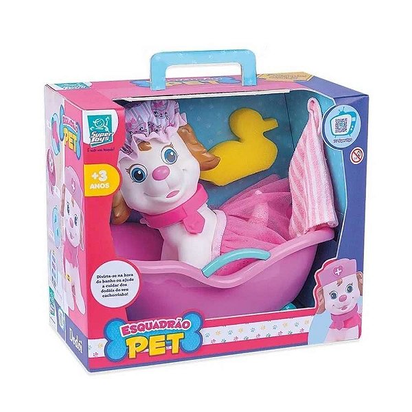 BONECO ESQUADRÃO PET BANHO ROSA SUPERTOYS