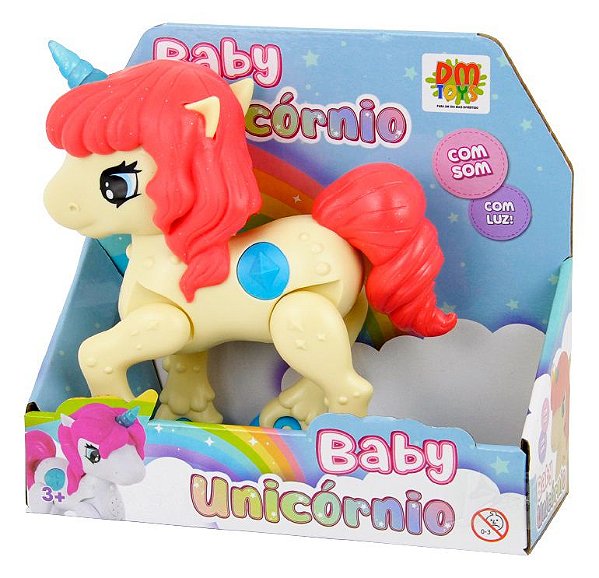 BONECO BABY UNICORNIO COM LUZ E SOM SORTIDO DMTOYS