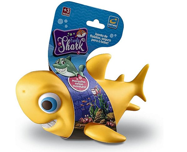 BONECO FAMILY BABY SHARK AMARELO CARTELA COMETA