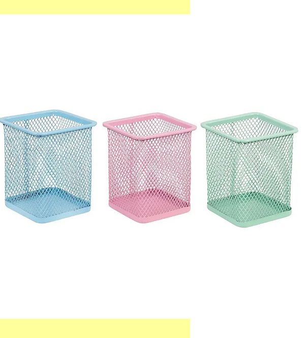 PORTA CANETA ARAMADO QUADRADO ROSA PINK BRW