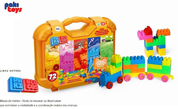 KIT MALETA BLOCOS 72 PECAS PAKITOYS