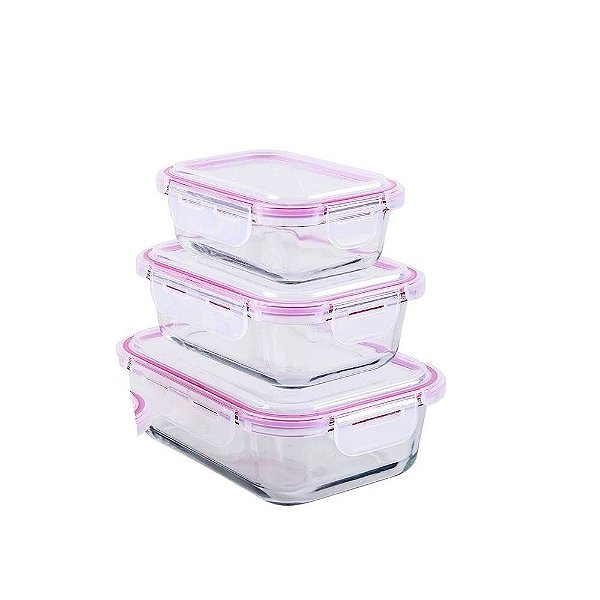 CONJUNTO COM 3 POTES DE VIDRO BOROSILICATO RIO HOM