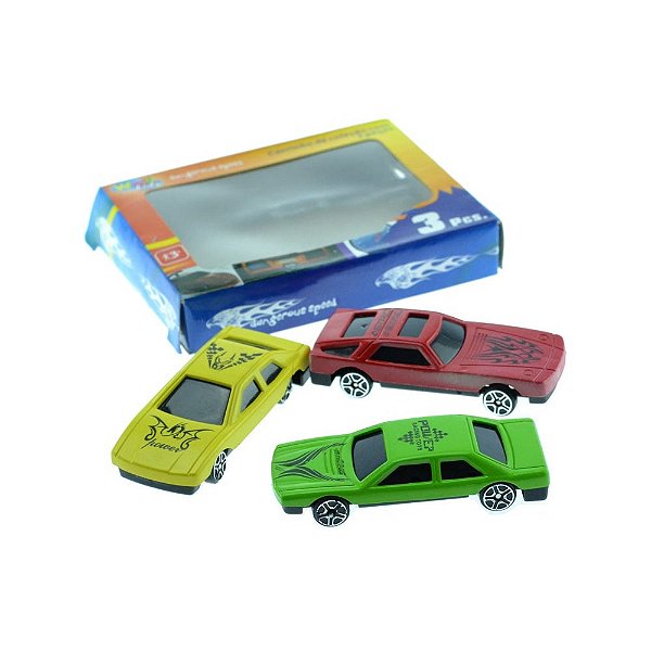 CARRINHO COLECAO DANGEROUS SPEED COLORS C/3 PEÇAS