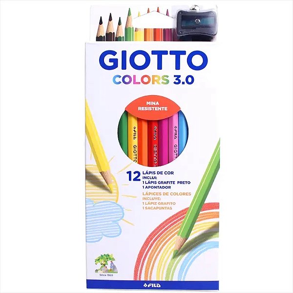 Lápis De Cor 12 Cores +Lápis Grafite +Apontador Co