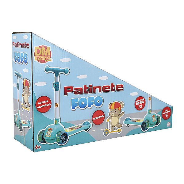 PATINETE FOFO COM LUZ NAS RODA DMR6807 AZUL DMTOYS