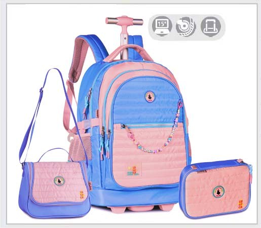 Kit Escolar Mochila Rodinhas, Lancheira e Estojo L