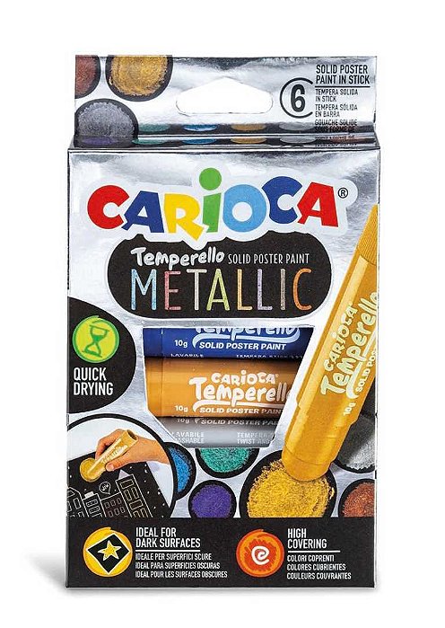 Temperello Metallic Tinta guache em bastão 6 cores