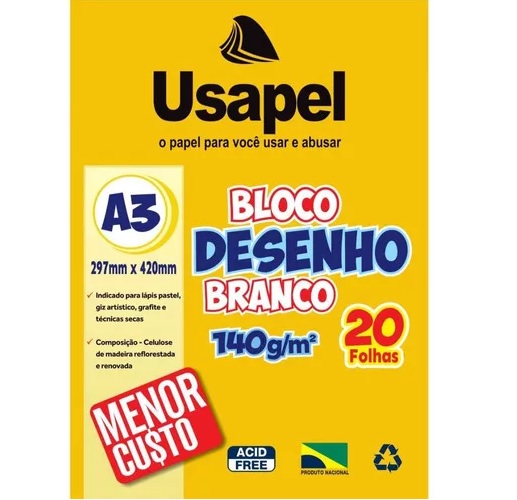 Bloco tecnico (sem margem) Usapel Desenho A3 140g