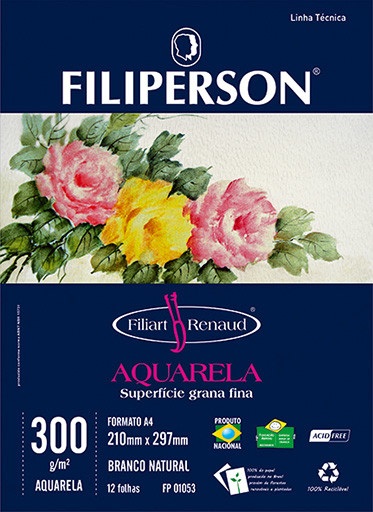 BLOCO FILIART RENAUD AQUARELA BRANCO 300G 210X297M