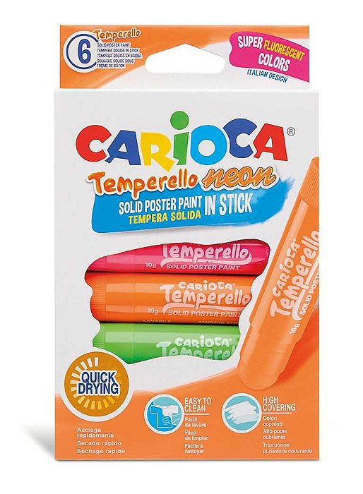 Temperello Neon Tinta guache em bastão 6 cores Car